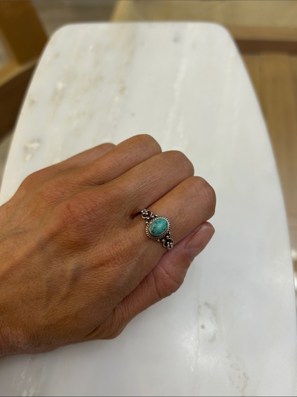 925 Sterling Silver Turquoise Oval Ring